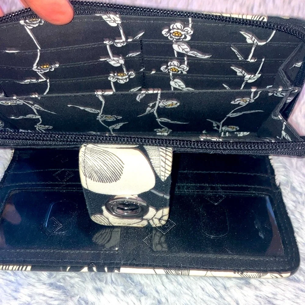 Vera Bradley Black and White Floral Wallet - Picture 7 of 12